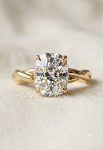 Cushion-Cut Twist Band Ring
