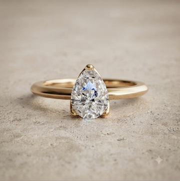 Pear-Shaped Clear Stone Solitaire Ring